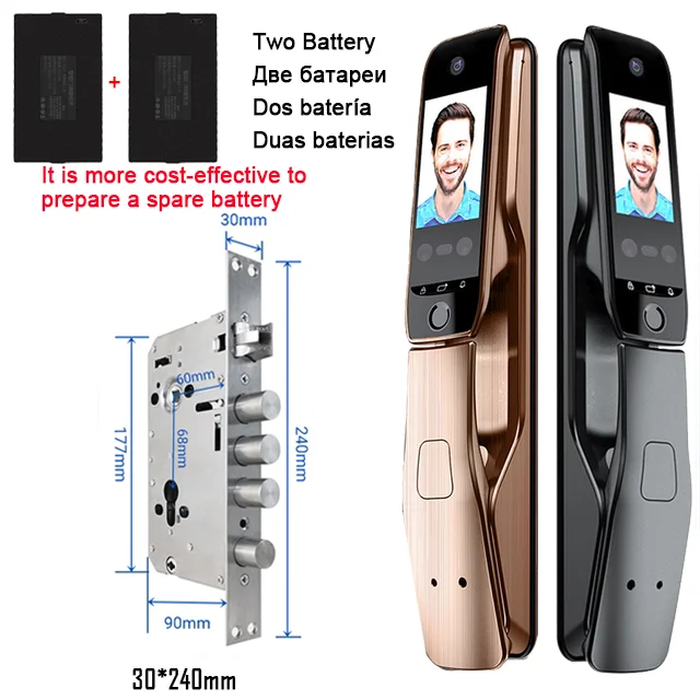 WiFi Tuya APP Voice Intercom Digital Door Lock  High Quanlity 3D Face Recognition Smart Door Lock With Camera 14