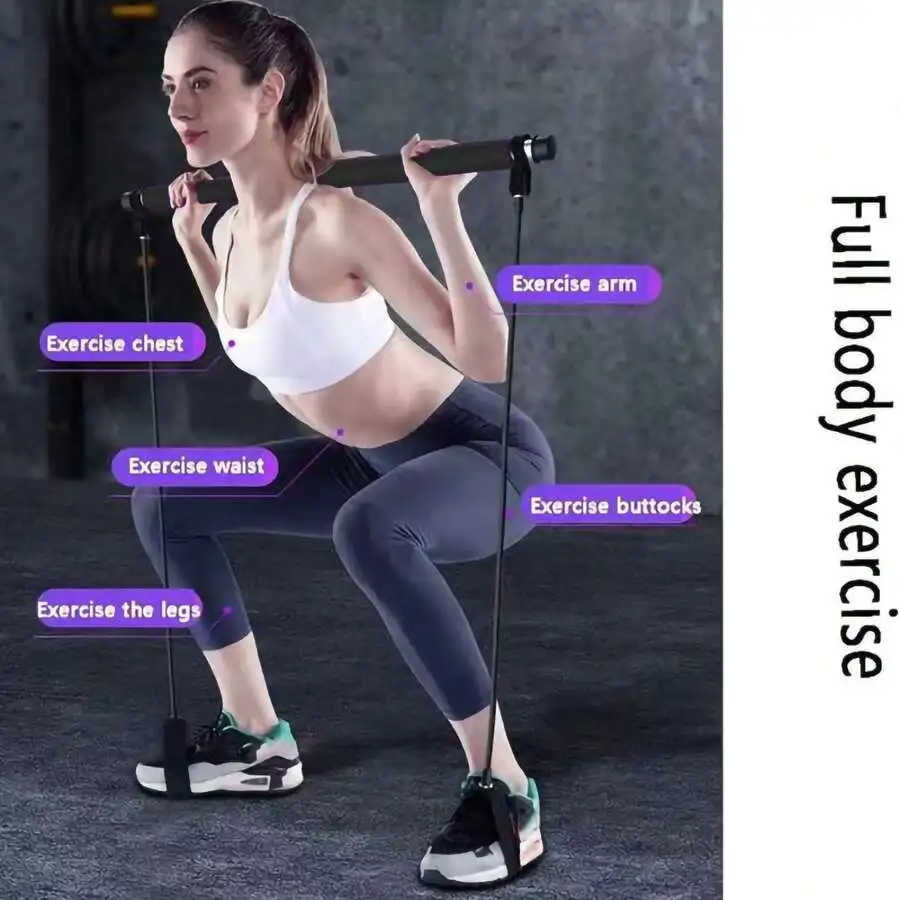 Pilates Bar Kit With Resistance Bands For Full Body Home Workout_voghion.com