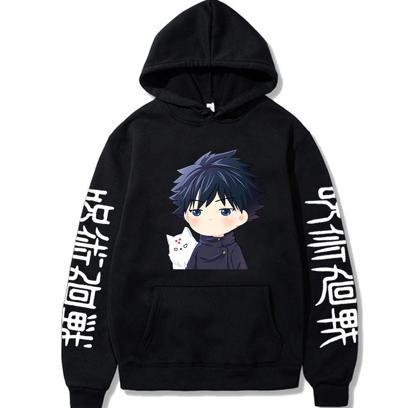 

Men's Anime Hoodies Cute Fushiguro Megumi Printed Pullover Fashion Loose Jujutsu Kaisen Sweatshirt Comfortable Casual Streetwear