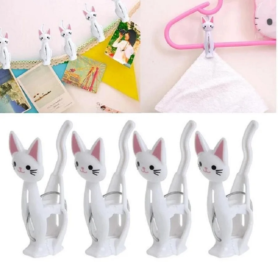 Qumiuu Clip per telo mare, mollette per gatti | Mollette forma di gatto Mollette per bucato | 2 mollette per bucato senza traccia, per stendibiancheria, lavanderia, bagno