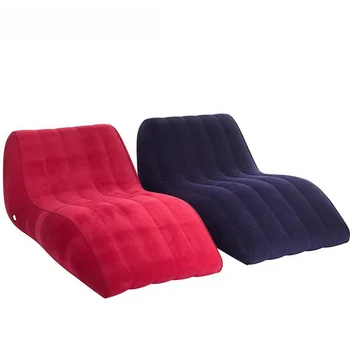 Leisure Inflatable Sofa Thickened Plush Lazy Sofa, S-Shaped Portable Inflatable Sofa Lounge Chair, Leisure and Comfortable Type