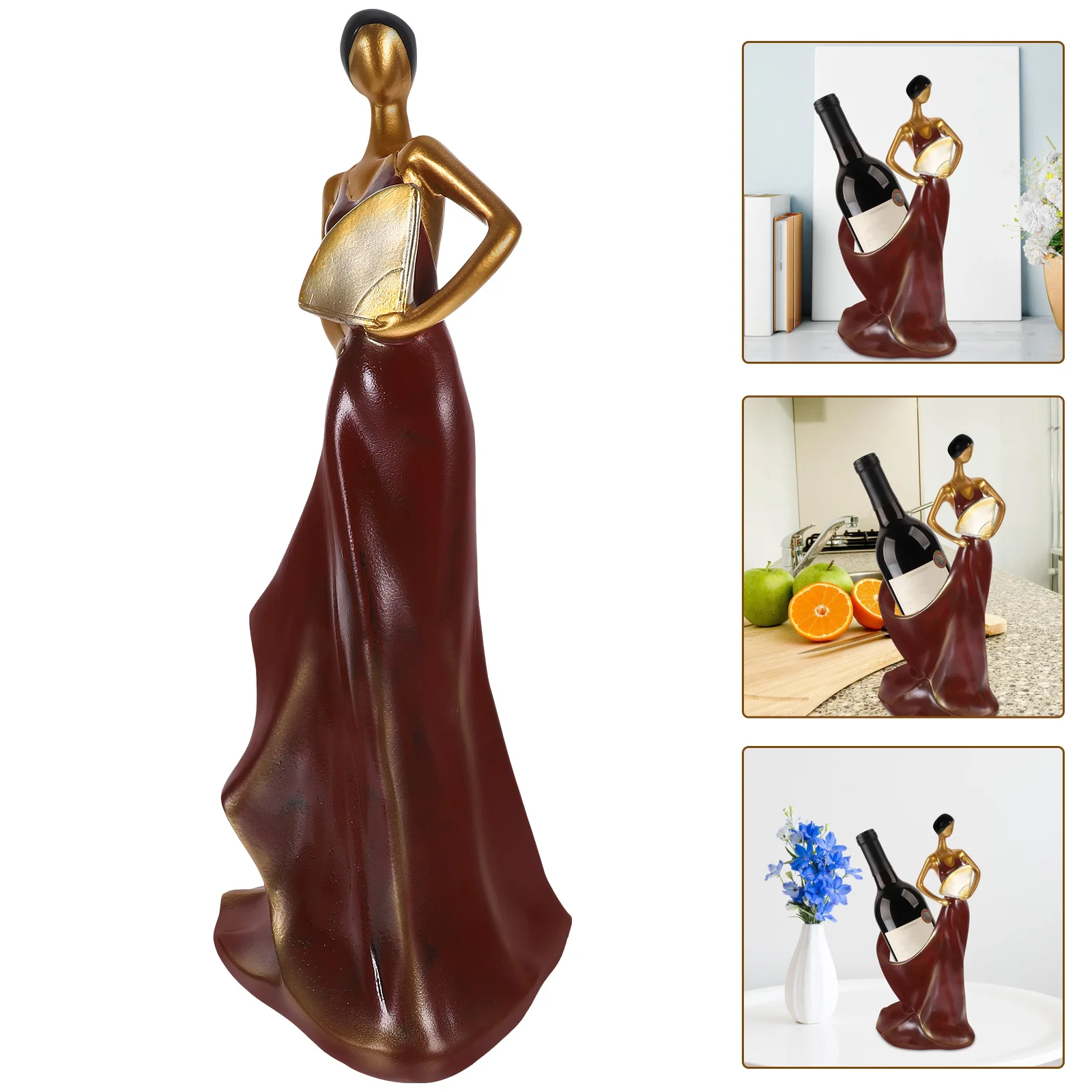 

Beauty Lady Wine Bottle Holder Resin Lady Wine Racks Single Wine Holder Stand Wine Display Rack Green