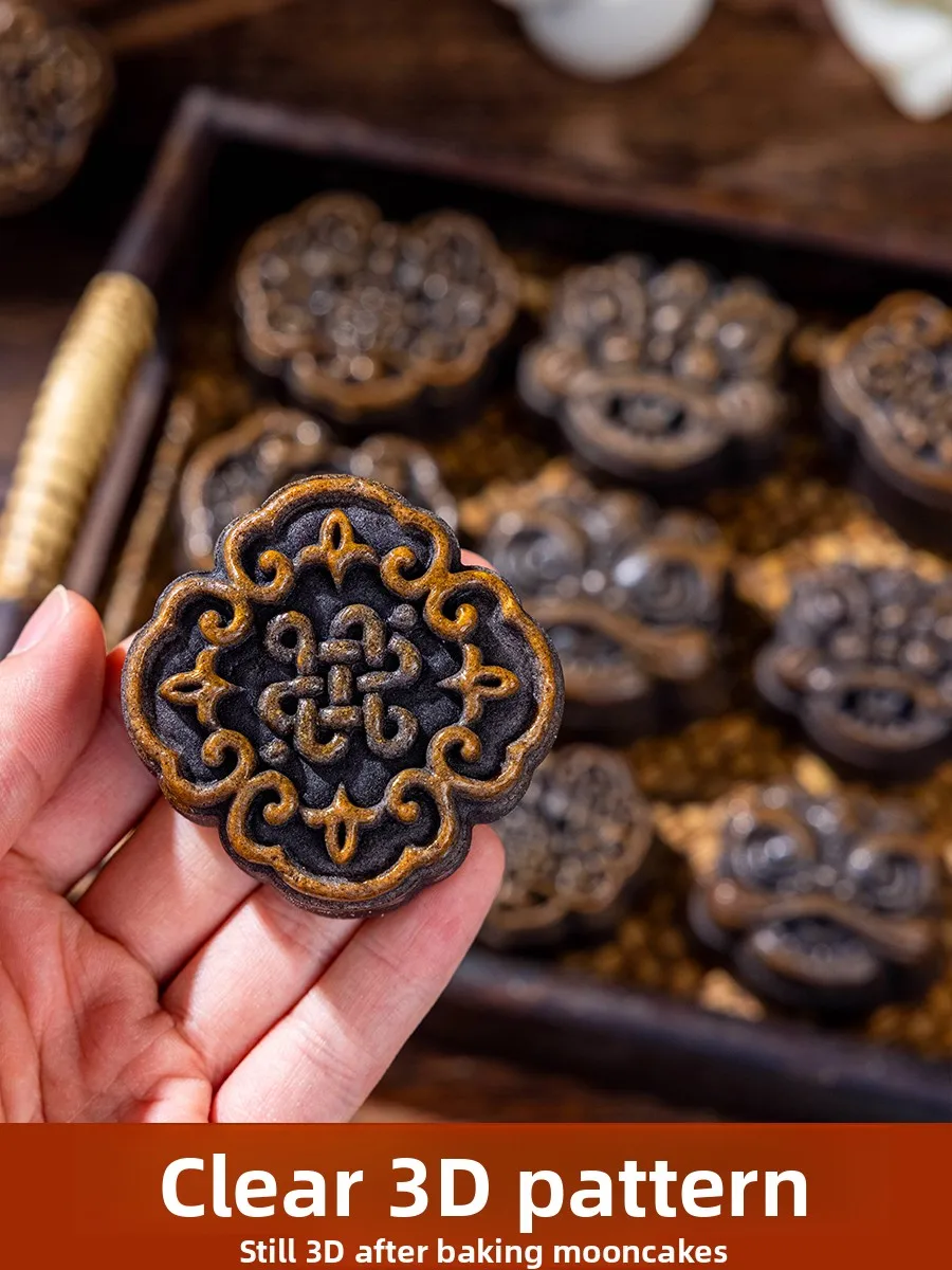 2025 New Hand Pr Sle Mooncake Mold 75g Gold Plated Ice Skin