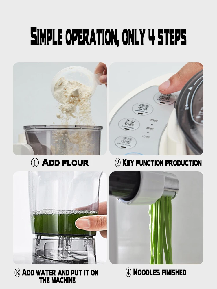 Household Multifunctional Electric Noodle Machine Vegetable Noodle Press Machine Dumpling Spaghetti Cutter Noodles Dough Blender