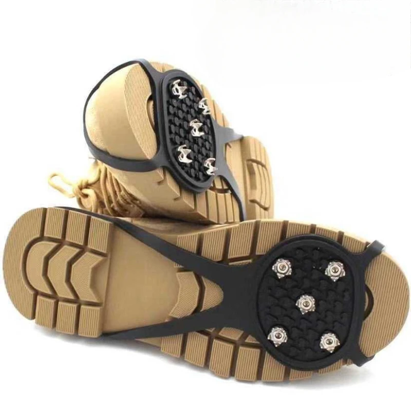5 Studs Anti-Skid Ice Snow Camping Walking Shoes Winter Safety Boots 1 Pair Universal Professional Climbing Crampons