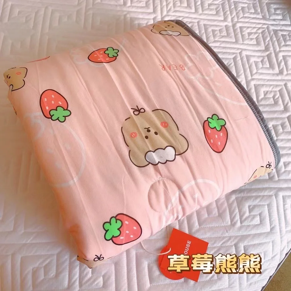 New Children's Knitted Cotton Summer Quilt Can Machine Washed Cartoon Soybean Quilt Kindergarten Nap Air Conditioner