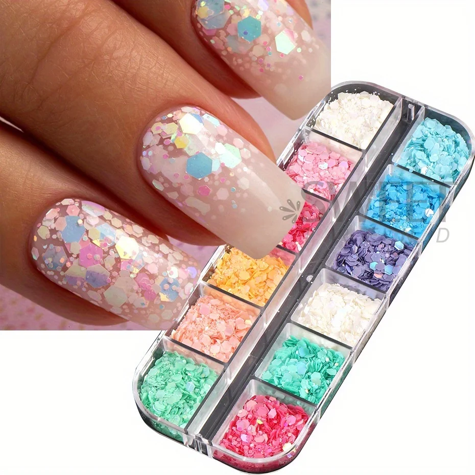 Mermaid Macaron Flakes Nail Glitter Holographic Hexagon Sequin Candy Color Paillette DIY Charm Summer Decoration Slices Spangles