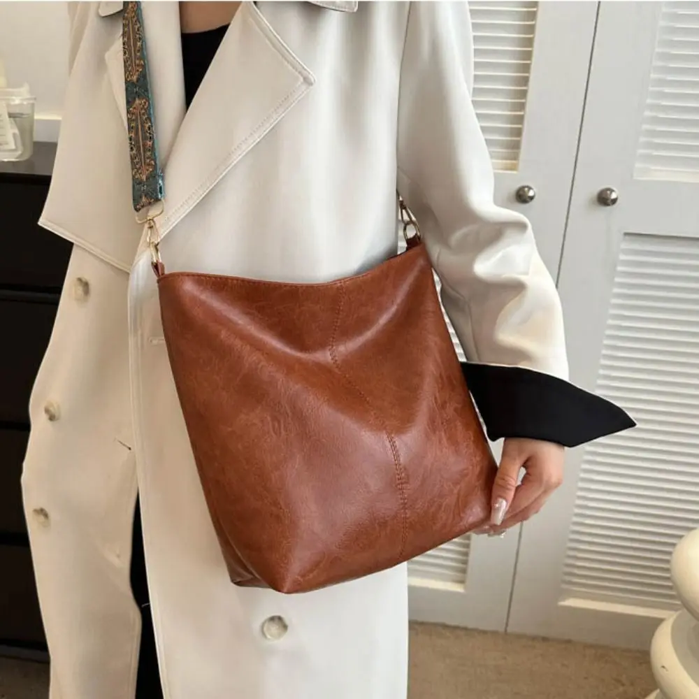 Shoulder Bag Women Large Capacity New Fashion Retro Versatile Broadband Crossbody Tote Geometric Strap Hobo