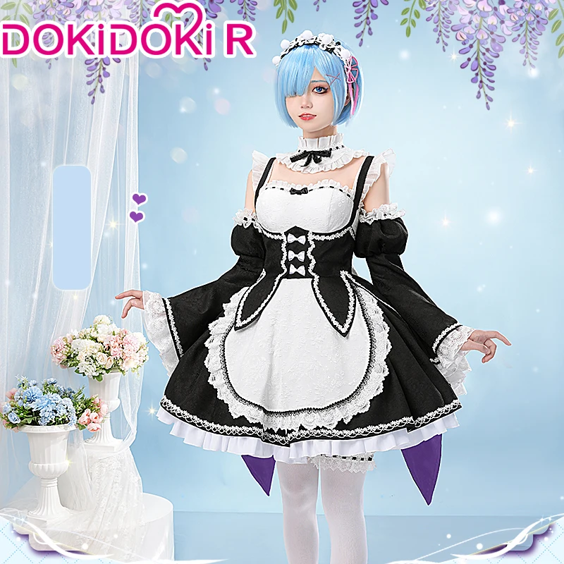 DokiDoki-R Remm Cosplay Costume, uniforme de femme de chambre noire, mignon, Halloween, Anime, en stock - AliExpress 200000532