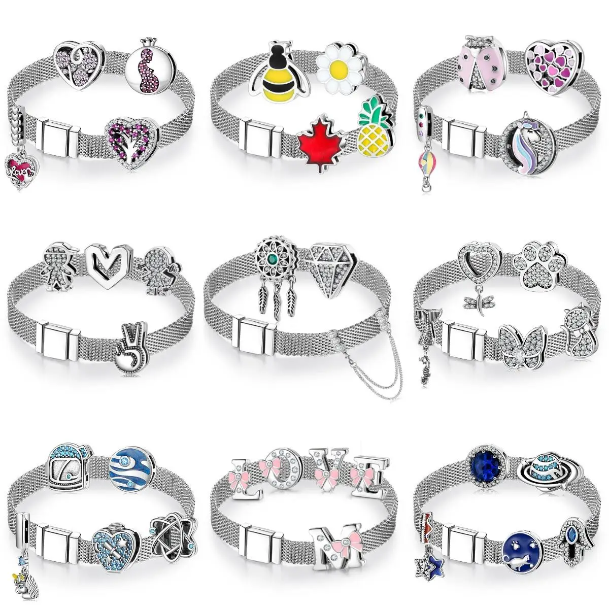 Charm Jewelry Sterling Silver Jewelry Beads Charms 925 Sterling Silver clips Beads Fit Original Reflections Charm Bracelet women Jewelry making