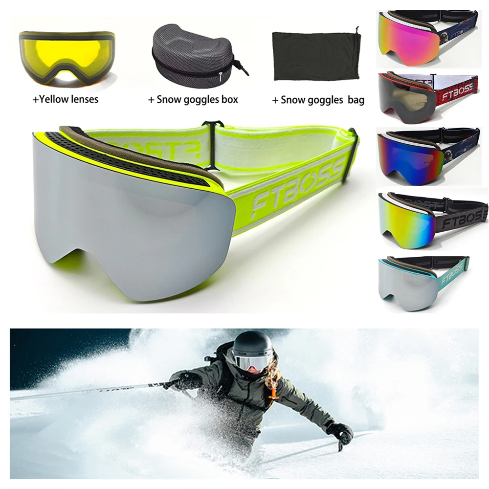 Skiing Goggles Snowboard Accessories Winter Quick Disassembly Magnetic Windbreak UV Protection All Day Yellow