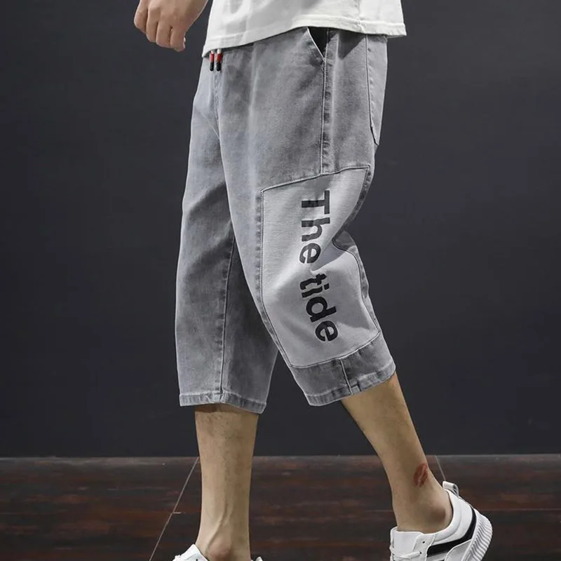 Denim Capris 2024 Summer New Thin Loose Plus Size 5xl Straight Large Medium Pants Korean Edition Men Travel And Vacation Shorts