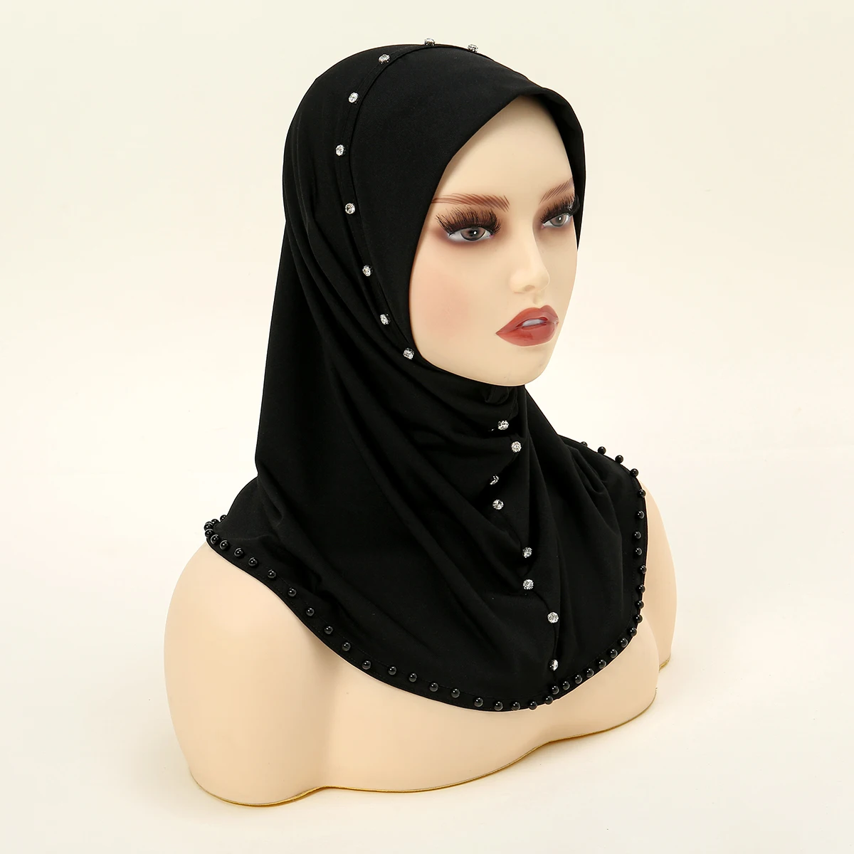 InstantJerseyHijabUndercapforMuslimWomanRhinestoneFullNeck