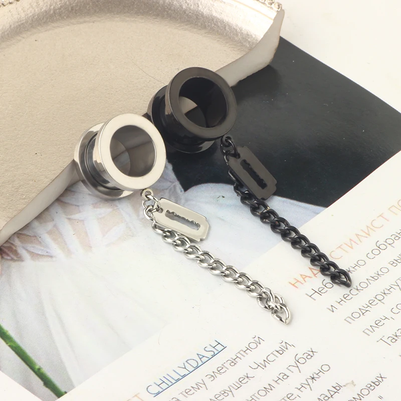 2022 New Style wholesales body piercing ear tunnels screw silver black 6-20mm women men plugs and tunnels for ear 15 style choos