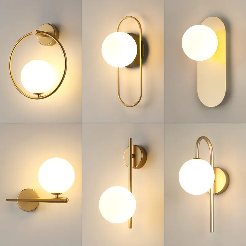 

LED Wall Light Nordic Glass Ball for Living Room Interior Bedroom LED Wall Lamp Fixture with 7w G9 Bulb Wall Sconce for Home