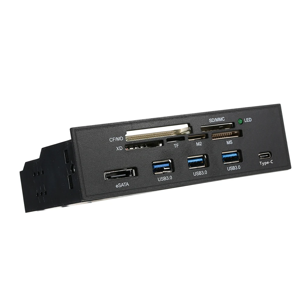 Lettore di Schede Interno, Lettore di Schede Multifunzione da 5,25 Pollici Dashboard PC Lettore di Schede Sul Pannello Frontale con 3 Porte USB 3.0, Supporto M2, MSO, Memoria, MS, XD, Scheda CF