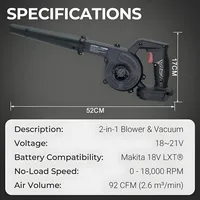 Souffleur d'air et aspirateur sans fil 2 en 1, collecteur de poussière de feuilles pour voiture, ordinateur, jardin, Compatible avec Makita 18V/21V 6