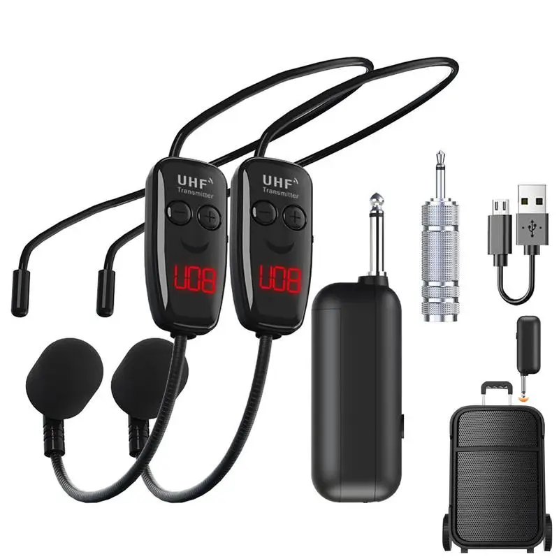 

UHF Wireless Microphone Headset Handheld Headset Microphone 2 In 1 Rechargeable Head Wireless Microphone For Voice Amplifying In