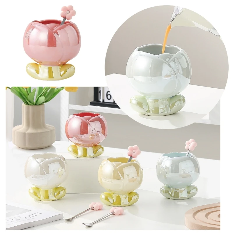 

Fashionable Ceramic Mugs Water Cup Ices Cream Cup Beautiful Milk Cups Flower Coffee Cup Ceramic Material for Water Milk