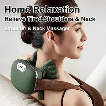 Neck Shoulder Massager Finger Pressure Shiatsu Neck Back and Shoulder Massager Electric Kneading Neck Deep Massage Muscle Relax 1
