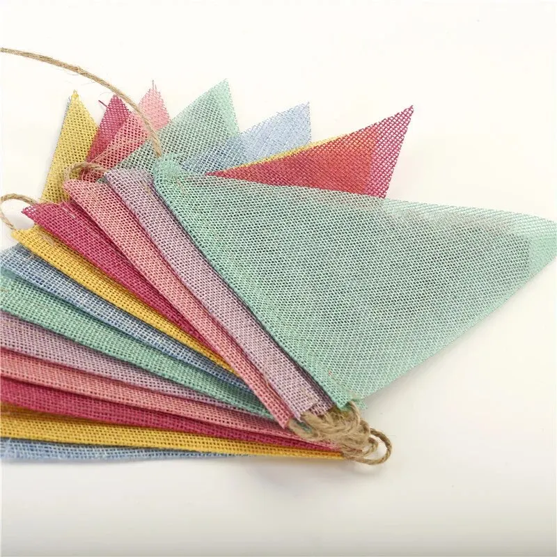 Triangular Flags Linen 6 Colors 12 Pieces for European Wedding Party