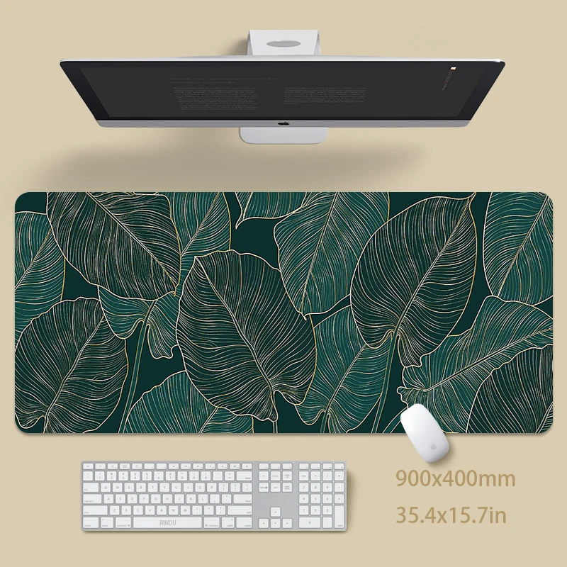 Large Gaming Mousepads Leaf Art Mouse Pad 90x40cm 100x50cm For PC Keyboard Mat Table