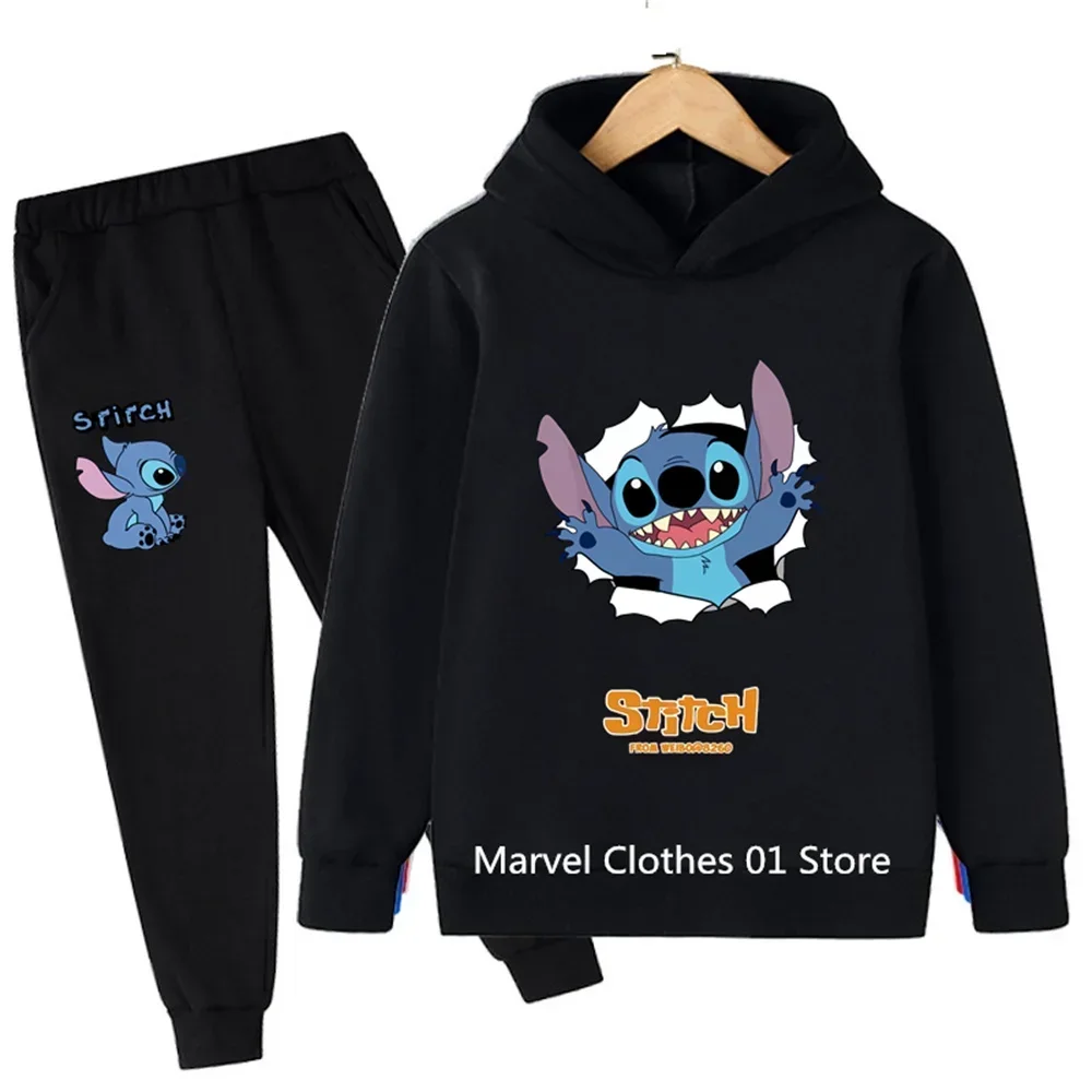 

Kids Lilo Stitch Hoodie Set Sweatshirt Boys Cute Top+Trousers 2P Girls Baby 3-14 Years Old Holiday Gift Jogging Casual Clothes