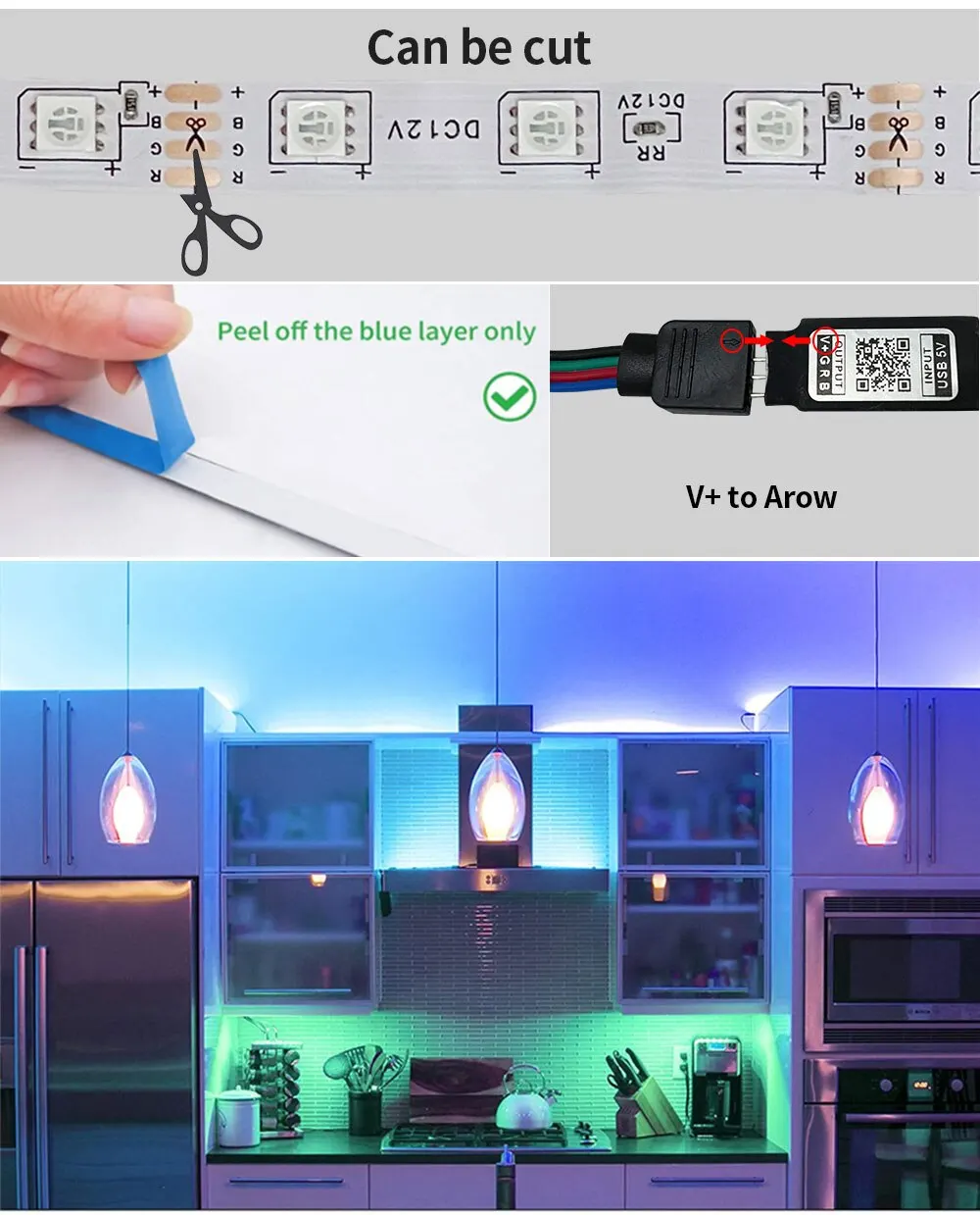 Tuya Smart Life LED Light Strip Bluetooth Control DC12V 5M SMD 5050 54LEDs/M Fle