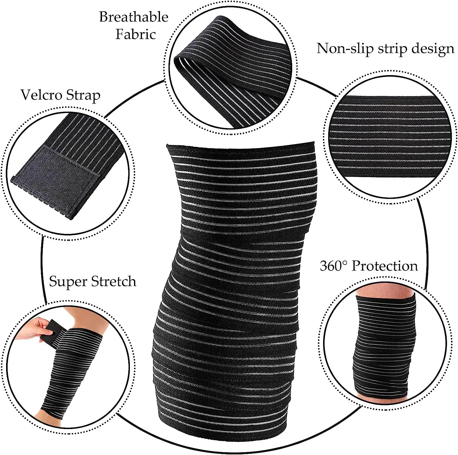 Extra Long Elastic Knee Wrap Compression Bandage Brace Support for Legs Stabilising Ligaments Squat Basketball Running 1PC knee support