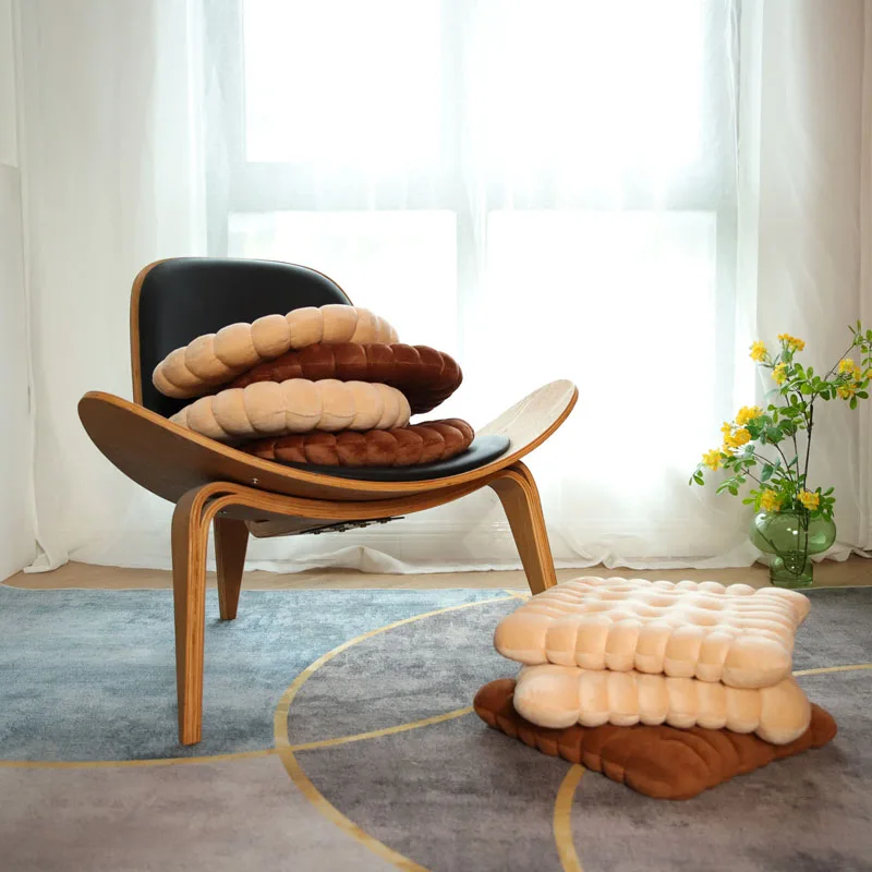 Biscuit Shape Plush Cushion Soft Creative Pillow Chair Seat Pad Decorative Cookie Japanese Tatami Back Cushion Sofa Pillows