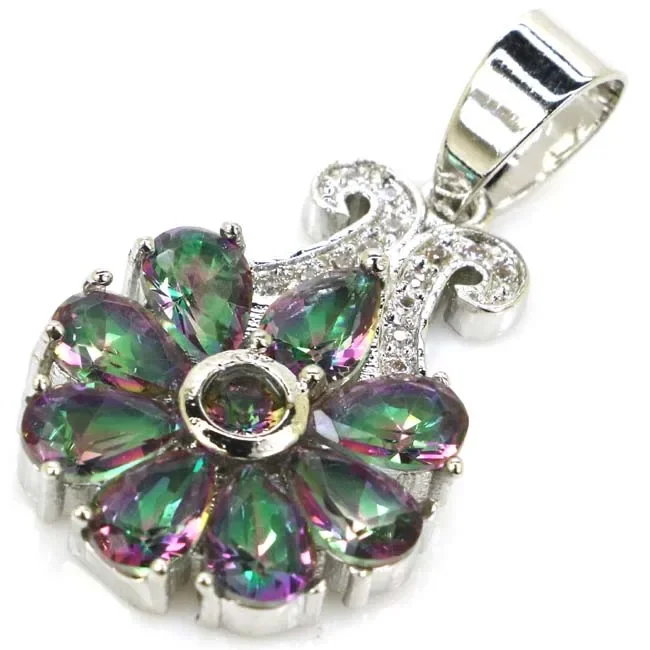 925 SOLID STERLING SILVER PENDANT Charming Golden Citrine Green Peridot Mystical Topaz Violet Topaz White CZ Gift For Girls