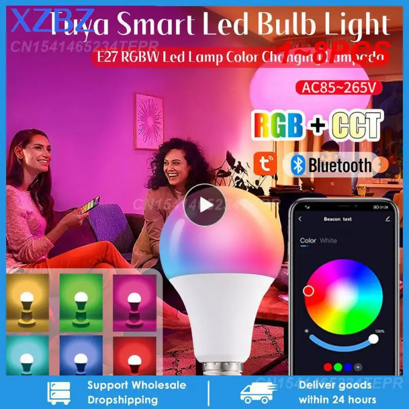 

1~8PCS Tuya WiFi /Buletooth Smart Dimmable Bulb RGB CCT Decor Home LED Light Smart Life App Control Compatible With Alexa