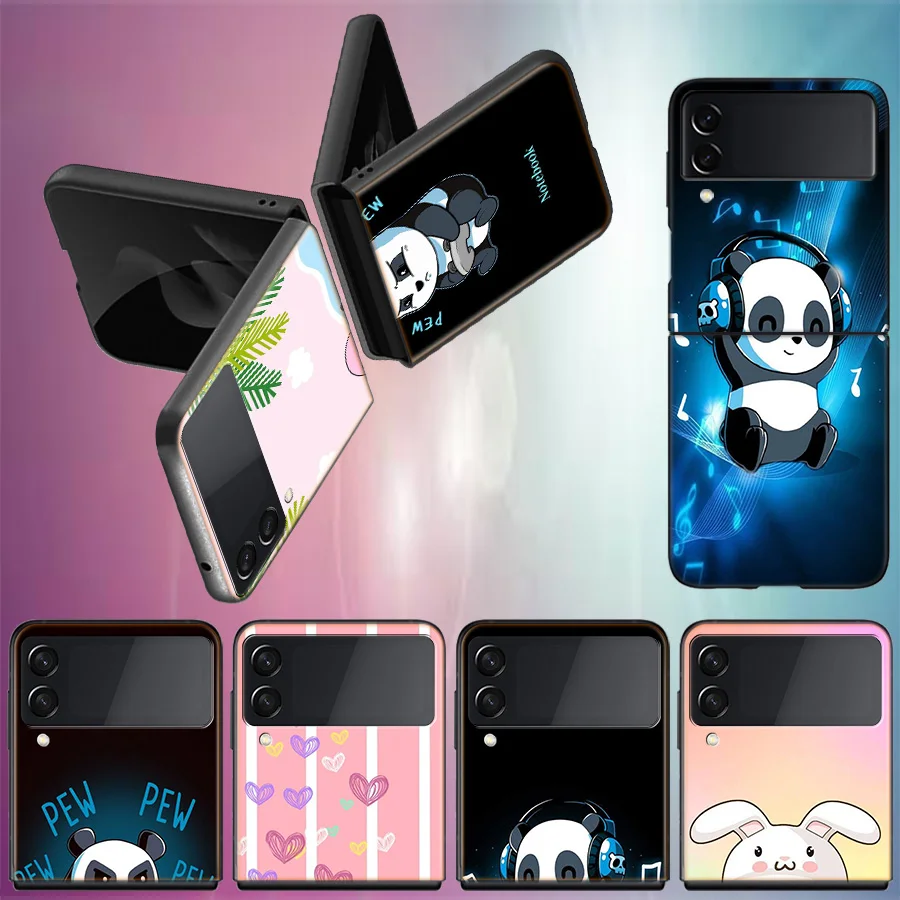 Panda Anime Cute Cover Per Samsung Galaxy Z Flip 5 4 3 Custodia Rigida Antiurto Per Telefono Z Flip 5 5G Z Flip 5 4 5G Tpu Pc Har