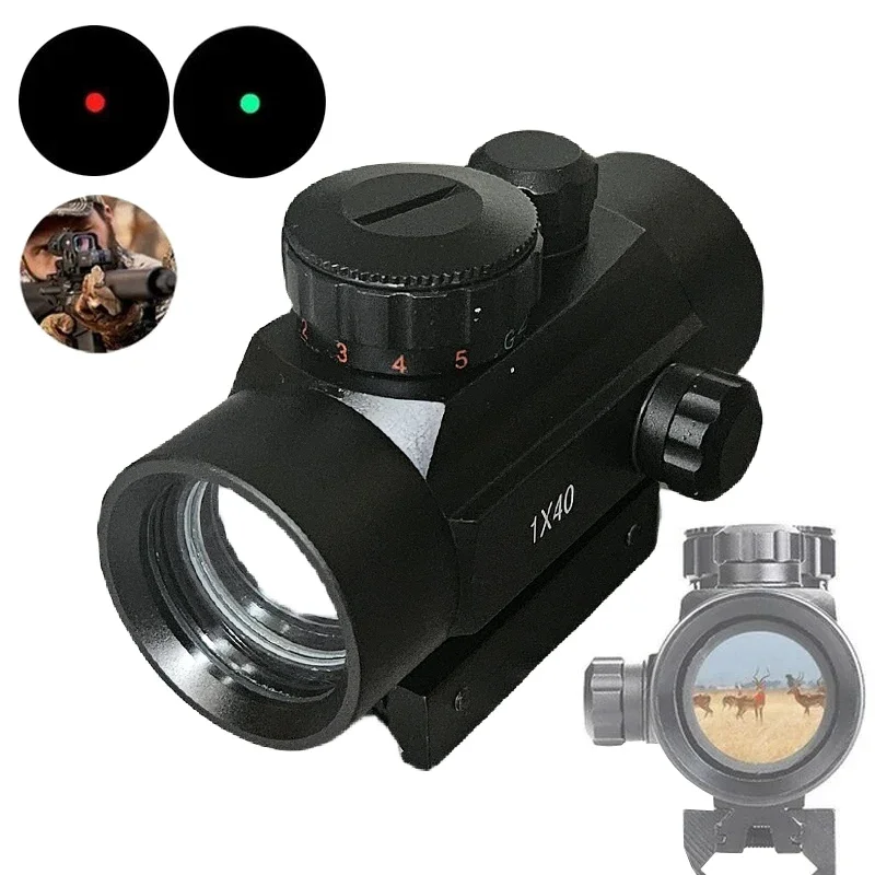 

1x40 Tactical Red Dot Sight Outdoor HD Illuminated Adjustable Riflescope Optical Reflex Airsoft Rifle Scope Hunting Accessory