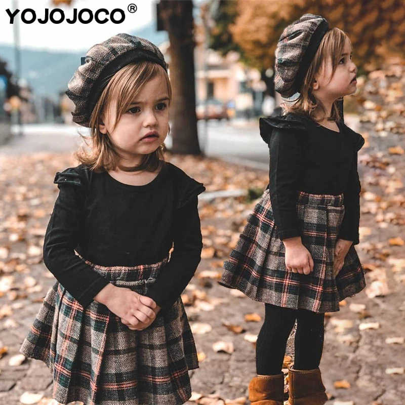 Baby Girl Clothes 0-6 Spring And Autumn Fashion Princess Dress Suit Girl Cotton Top + Plaid Pleated Skirt + Hat Girl 3 Piece set baby clothes mini set