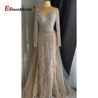 Elegant Evening Dress for Women 2026 Long Sleeves Mermaid Detachable Train Pearls Formal Prom Wedding Party Gown Customized - Image 2