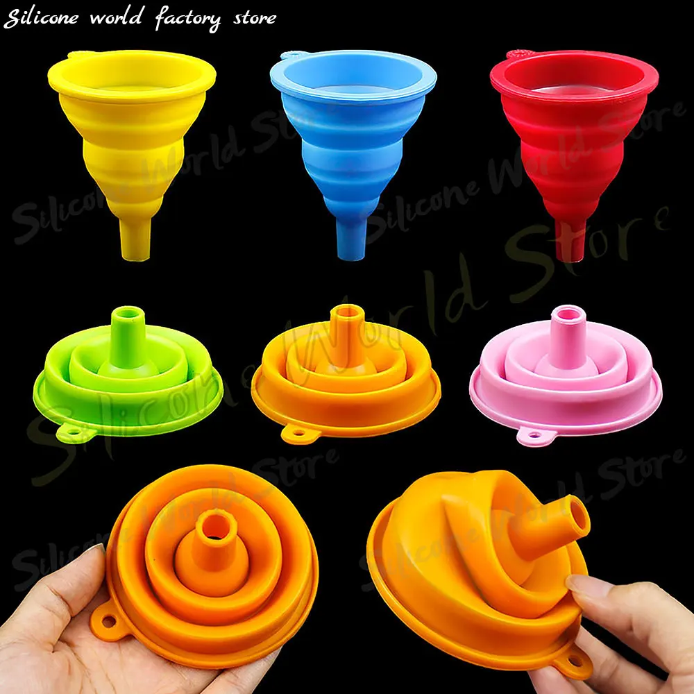Description Picture 2 of itemSilicone World Telescopic Silicone Funnel Portable Foldable Mini Pouring Oil Funnel Kitchen Tools Car Engine Oil Change Funnel