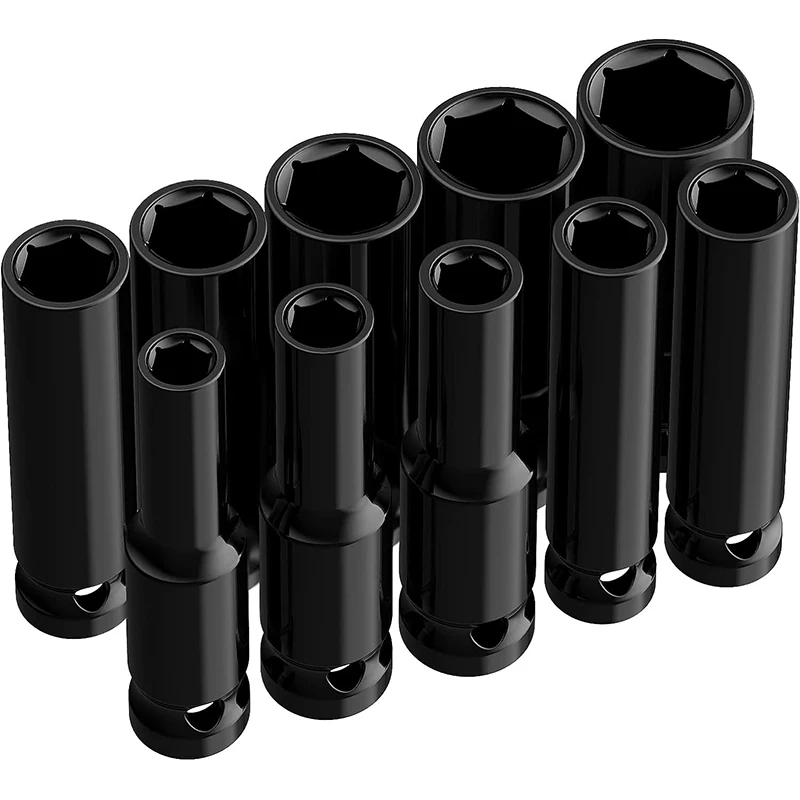 Electric Wrench Socket Set 1/2" Impact Deep Socket Set 10Pcs Durable Reliable Drive Cr-Mo Steel for Professional Repair DIY 3