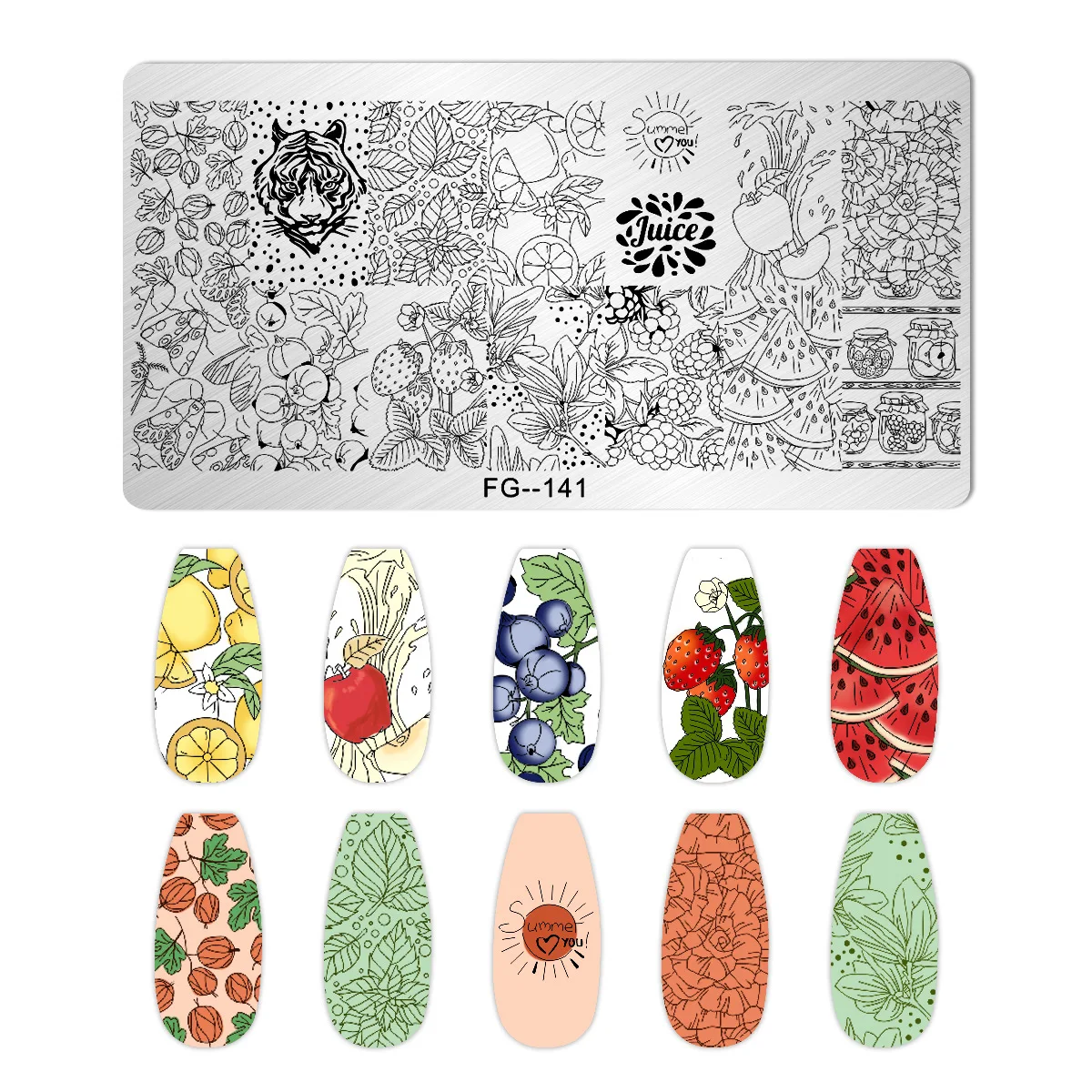 Various Fruit Nail Stamping Plate Lemon Watermelon Strawberry Pattern Design Nail Art Stamp Template Image Printing Stencil Tool images - 6