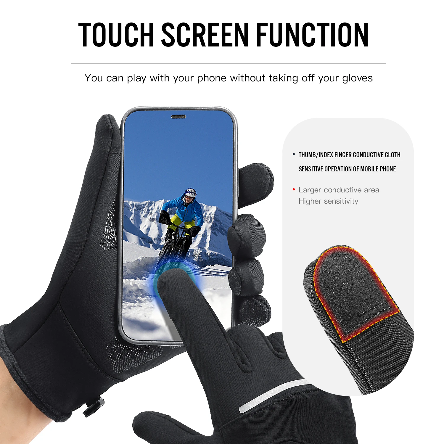 Cycling Gloves Winter Touch Screen Bicycle Gloves Outdoor Scooter Windproof Riding Motorcycle Ski Warm Bike Gloves