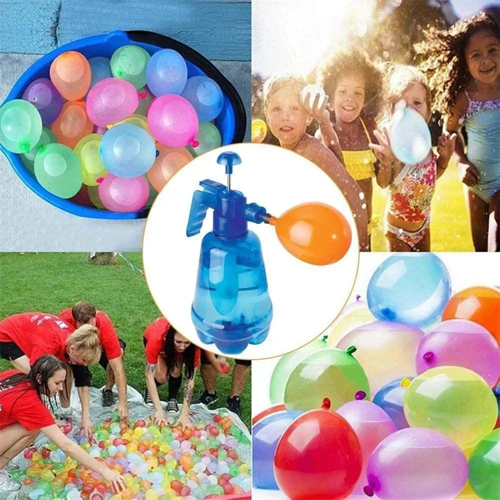 Portable Air Water Bomb Balloon Pump With Balloons For Kids Party Outdoor Toy Balloons (Pump and Balloons Random Color 3