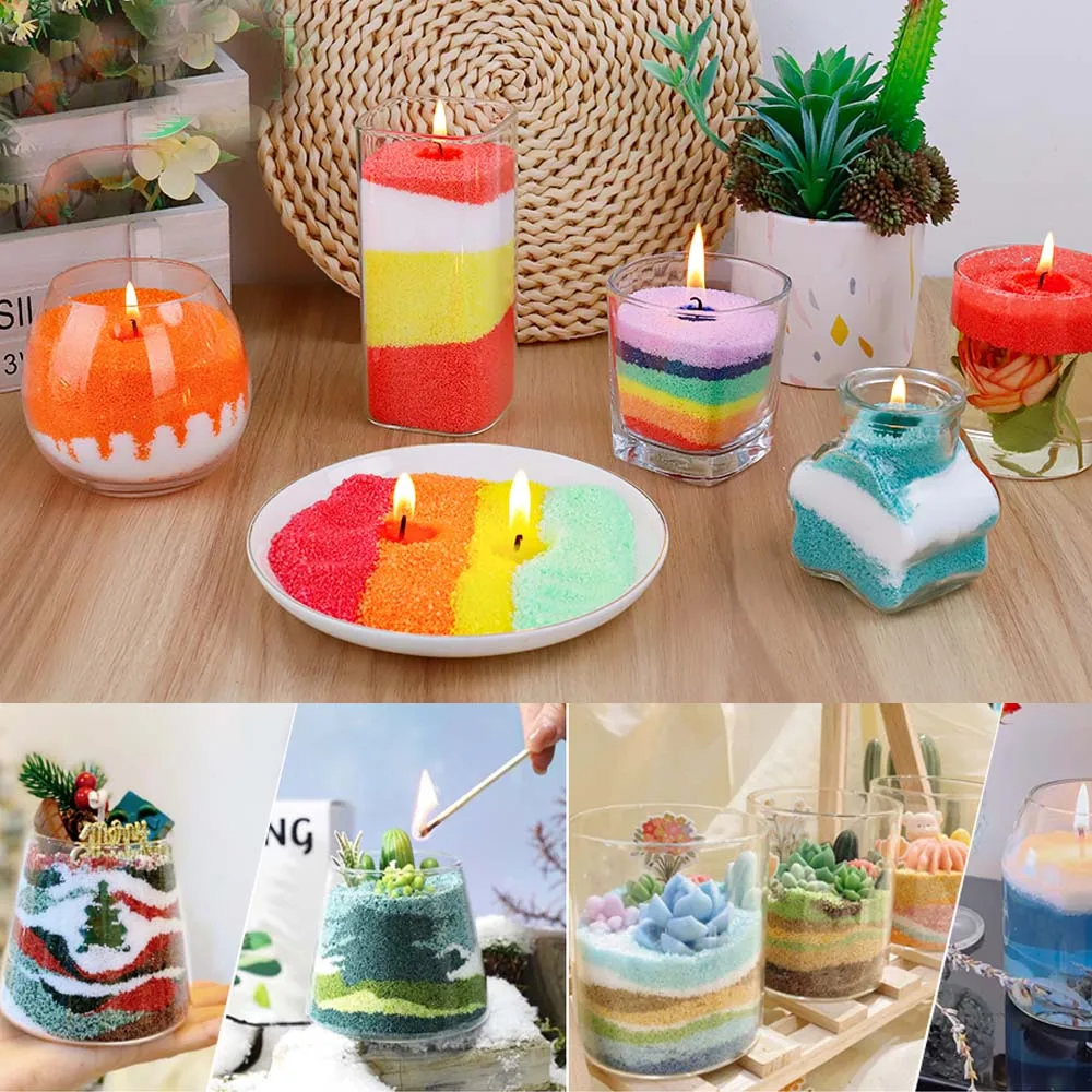 20g 10 Colors/Bag DIY Pearl Candle Sand Kit with 20pcs Wicks for Crafting Weddings Parties Valentine&rsquo;s Day Decor, Candle Making