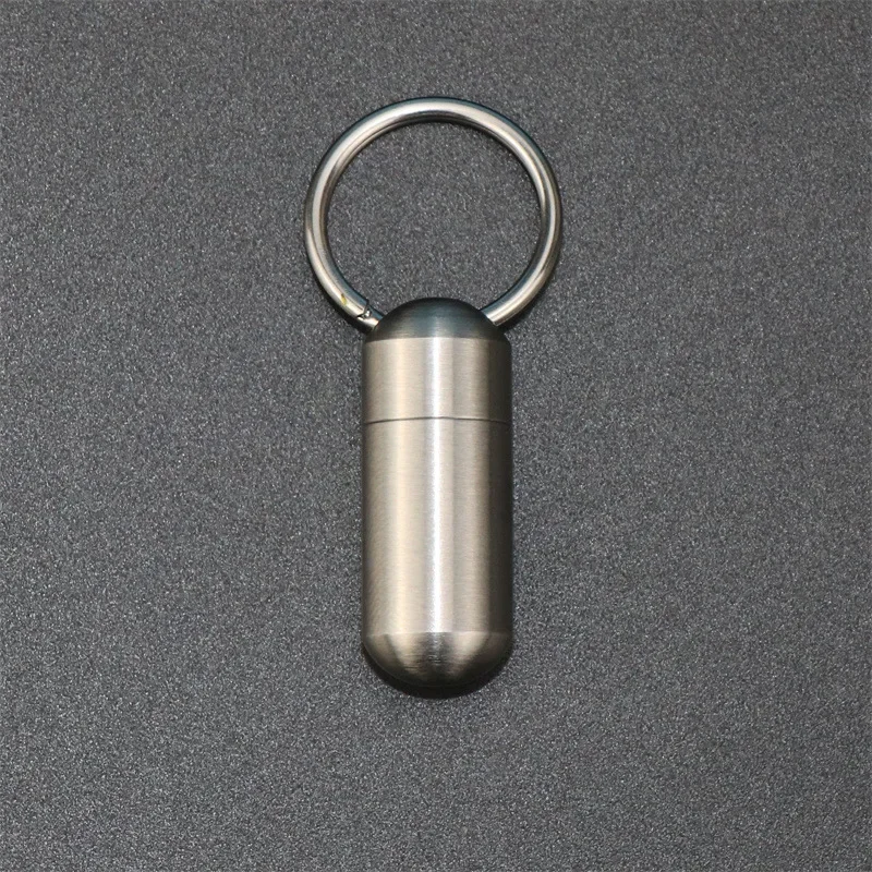 304 Stainless Steel Waterproof Mini Sealed Can Portable Storage Bottle for Pill Small Tool Parts With Keychain