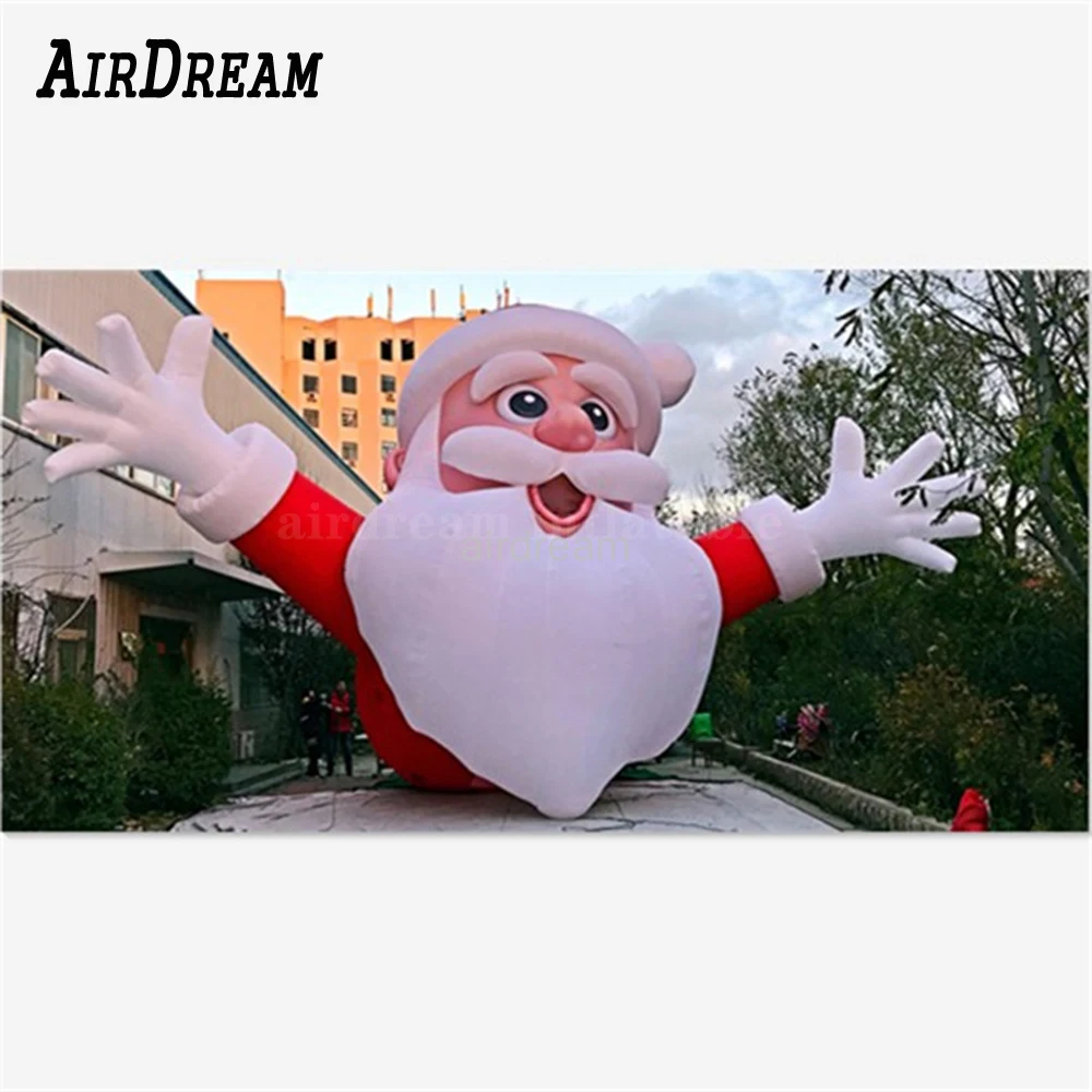 Hanging Giant inflatable santa claus lighting Climbing Wall mall entrance Santas for christmas decoration with Advert Bag Toy 5
