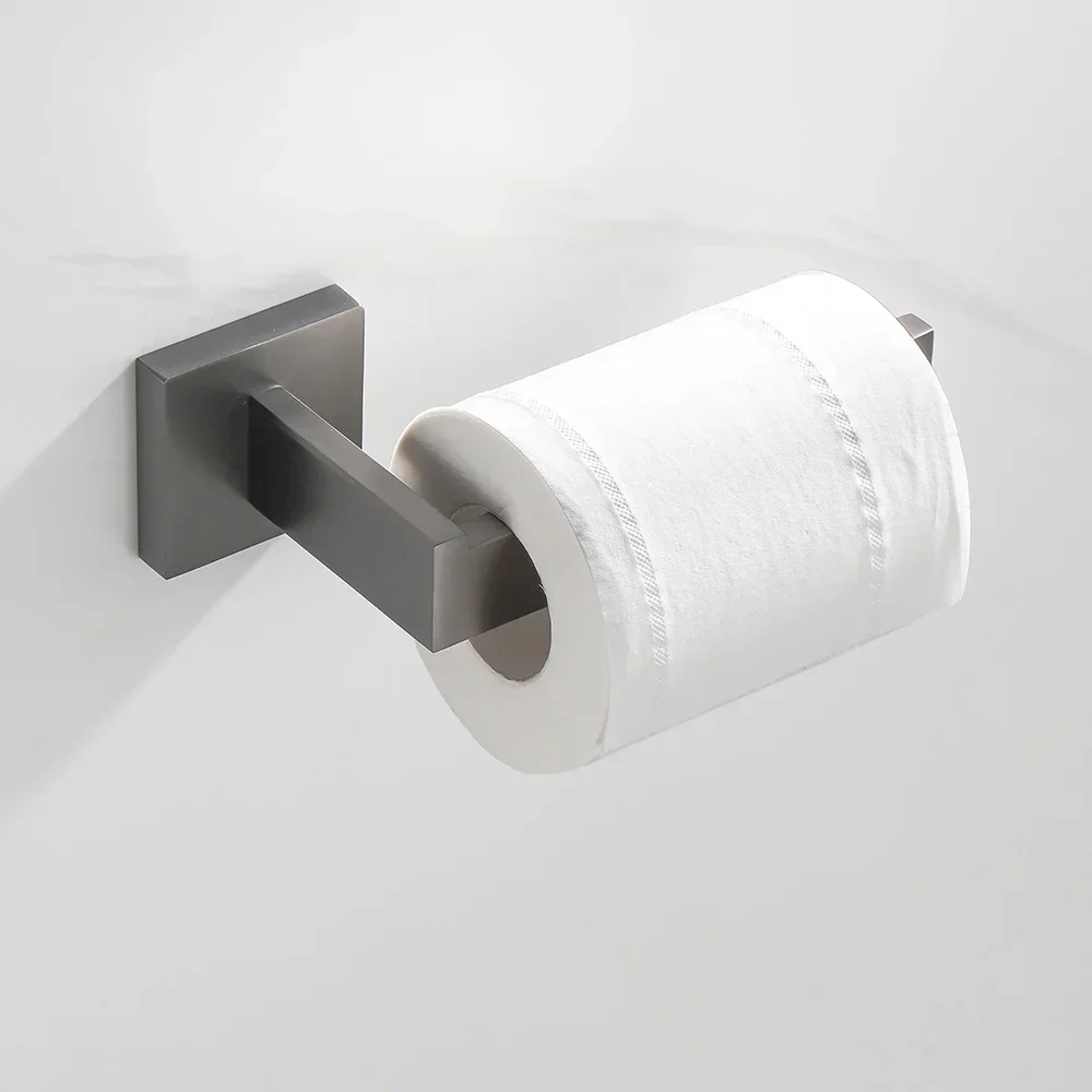 Gunmetal Stainless Steel Bathroom Accessories Towel Rack Toilet Paper Holder Robe Hook Towel Bar