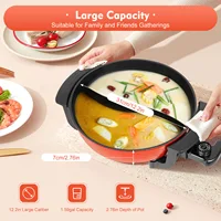 Casserole électrique 1360W à double saveur, avec niveaux de réglage, revêtement antiadhésif, couvercle en verre, pour 3-4 personnes 4