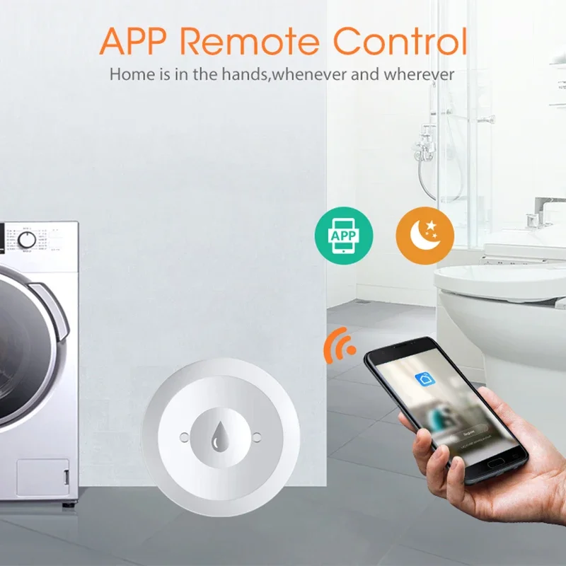 Water Flood Sensor Tuya Zigbee Water Sensor Flood Leak Detector App Remote Monitoring For Kitchen/Bathroom Support Home Assistant Zigbee2mqtt