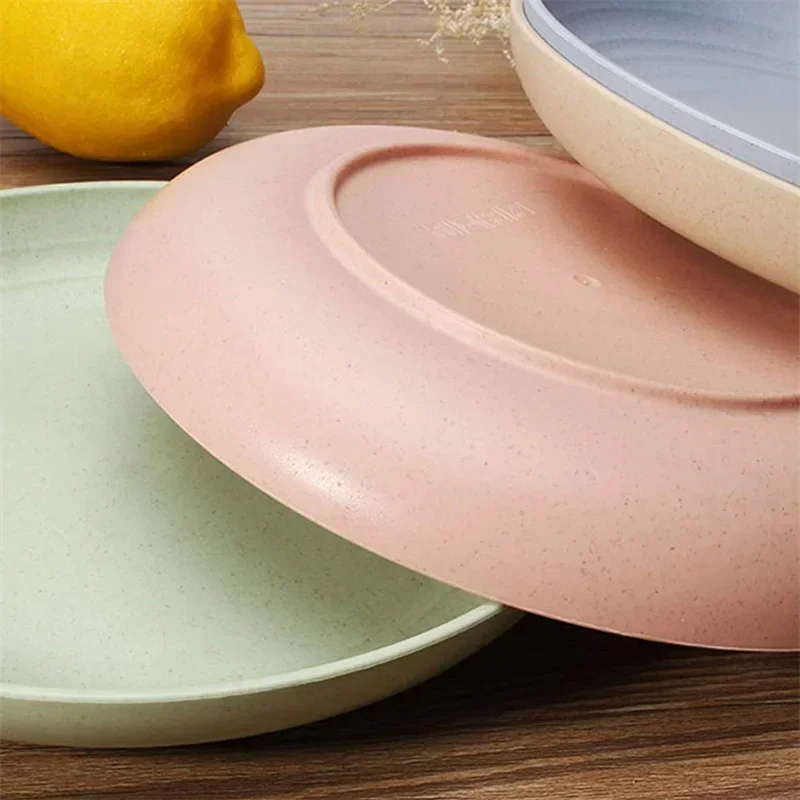6pcs Pack 15/20/25cm Straw Wheat Deep Dinner Microwave Plates and Dishwasher Lightweight Safe Unbreakable Sturdy Dishes Dinner