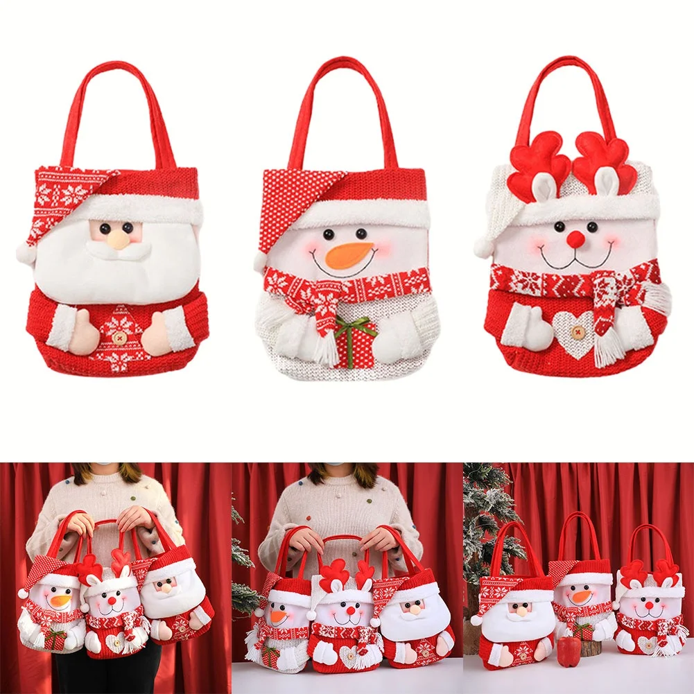 1pcs 23x28x2cm Christmas Gift Bags Candy Bags Old Man Snowman Elk Tote Bag Christmas Decoration 2024 Happy New Year kids christmas bags stocking large xmas gift bags fireplace decoration socks new year 2022 candy holder christmas decor for home