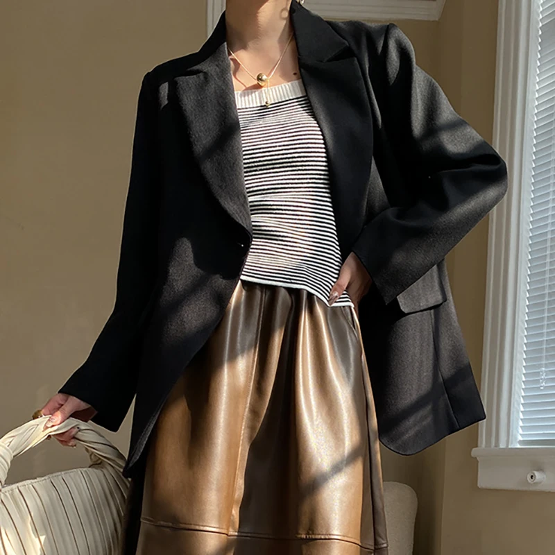 

New Dovetail Arc Cut Design Suit One Button Shoulder Suit Jacket 2023 Early Spring Casual Temperament Women's Clothing